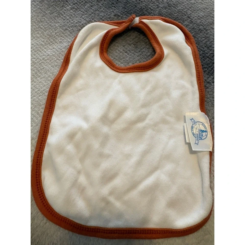 (CL) Two Feet Ahead University of Texas Longhorns Baby Bib White Burnt Orange OS